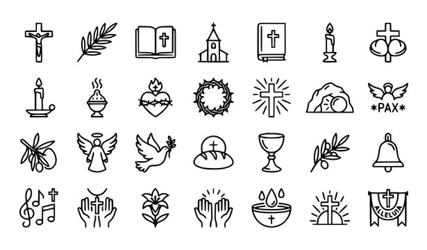 Holy Week Easter Religious Thin Line Icons Editable Outline Vector Pack