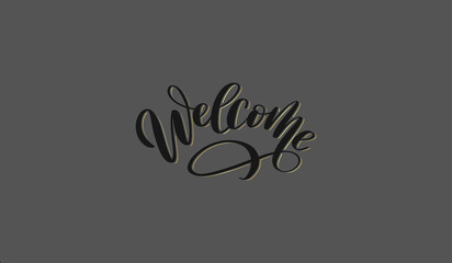 Welcome cursive script typography design on gray background © Graphics World