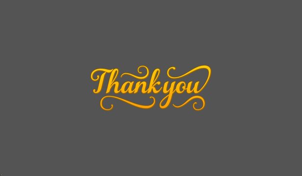Thank you elegant gold script typography on dark gray background