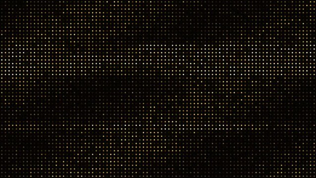Gold LED glitch distortion dot matrix seamless loop background 4K