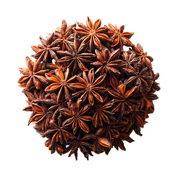 Crushed star anise arranged in neat circular shape
