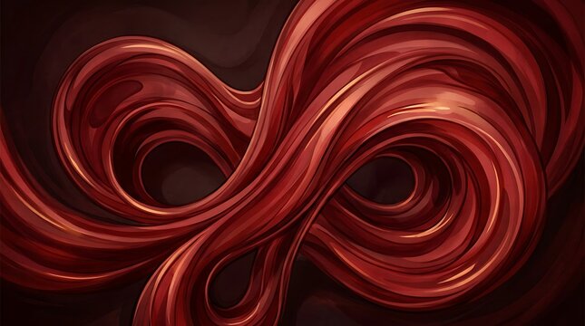 Abstract red infinity swirl with glossy highlights