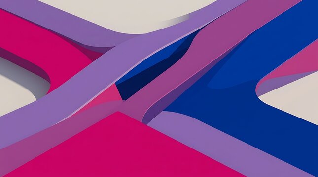 Abstract intersecting paths in pink and blue