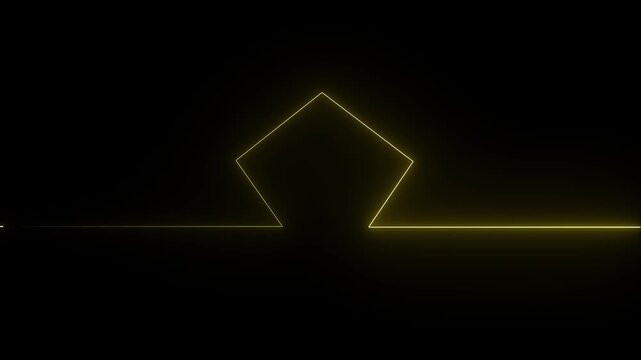 A minimalist neon line icon glows with sharp, luminous edges, smoothly transitioning between vibrant colors like yellow, creating a modern, sleek design.