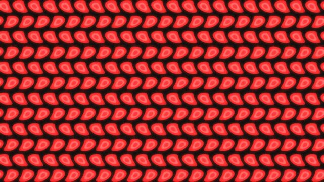 Red Abstract Teardrop Shape Rows Seamless Pattern Animation