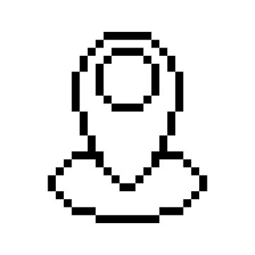 Pixel Art Digital GPS Location Pin Icon Isolated
