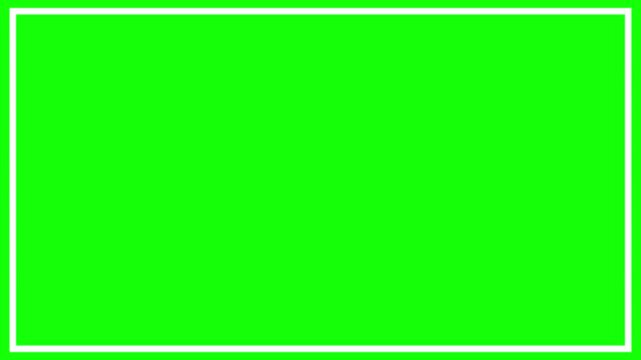 Rectangular border consists of simple white lines enclosing a bright green screen surface, offering a clean framing solution for professional video overlays.