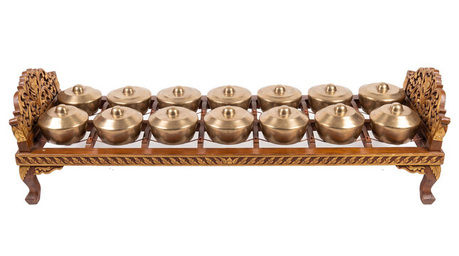 The Bonang, a traditional Javanese musical instrument.