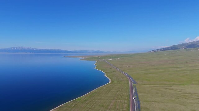 Daytime aerial view of the Tianshan Mountains in Xinjiang