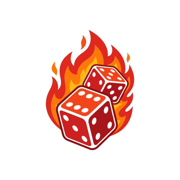 Red Dice on Fire Gambling Concept