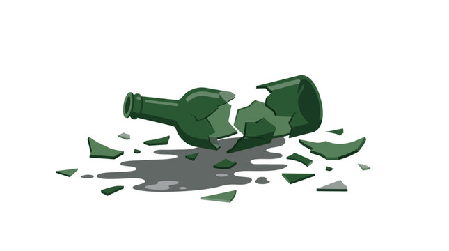 Broken Green Glass Bottle Isolated Transparent Background