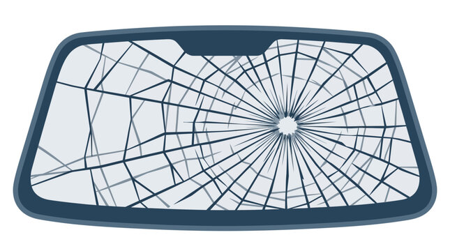Broken Car Windshield Isolated