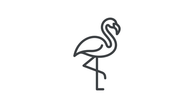 Minimalist flamingo outline icon isolated on white background.