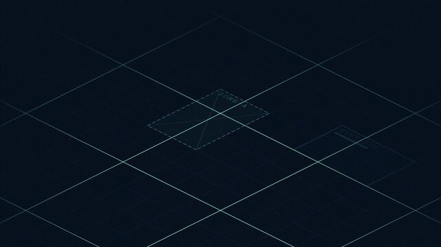 Futuristic Isometric Digital Perspective Grid Animation Minimalist HUD High-Tech Motion Graphic Cyberpunk User Interface Background for Data Visualization