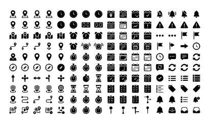 Fototapeta premium Premium Location Time Calendar Notification Vector Icon Collection