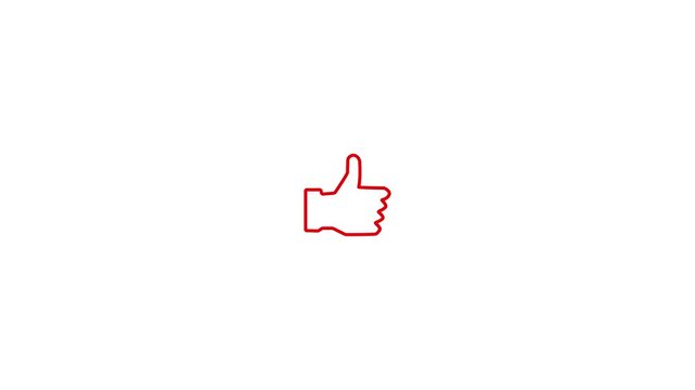 Red thumbs up animation, social media like button motion positive feedback symbol for digital marketing and user engagement