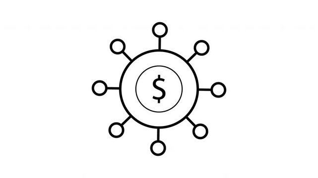 Dollar Financial Network Icon Animation with Connected Nodes for Digital Payment and Global Finance