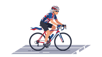 Fototapeta premium Illustration of a Senior Woman Cycling on a Road