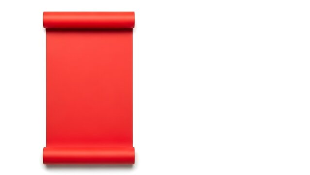 A bright red paper scroll with rolled edges for writing messages and creative design project display