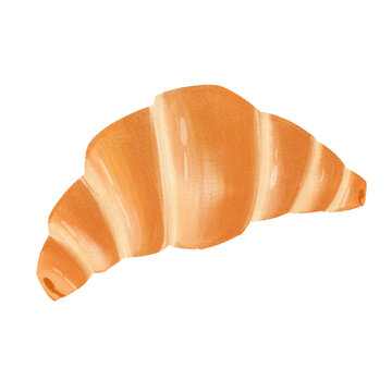 French butter croissant illustration isolated on white background