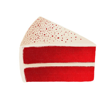 Slice of delicious red velvet cake vector illustration isolated on white background