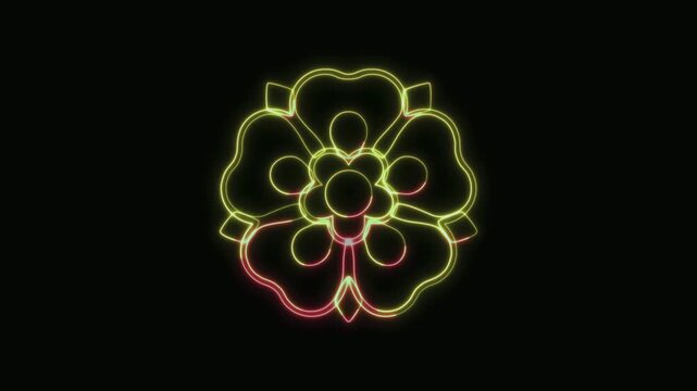  Flower Icon Neon Seamless Loop 4K with Black Background Animated Promotional Typography for Video Editing