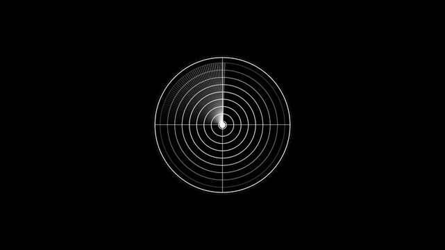 Digital radar screen animation with rotating scanning beam for technology and surveillance concepts sonar