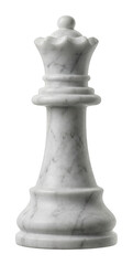 Classic white marble chess queen piece standing tall, featuring smooth polished isolated transparent background image © Neo