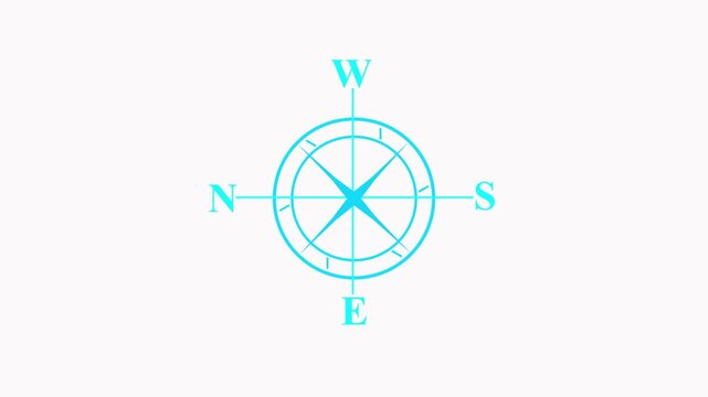 Black and White Compass Navigation Icon with Cardinal Directions Minimal Compass Rose with North South East West Directions 4k video,