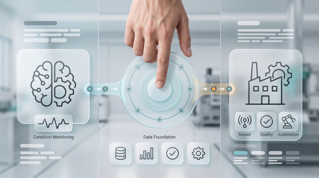 Industrial data foundation interface connecting condition monitoring, quality control and smart factory automation