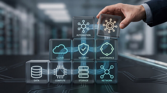 Cloud Infrastructure Architecture with Security, Governance, Data, Compute, Storage, Network and Automation Building Blocks
