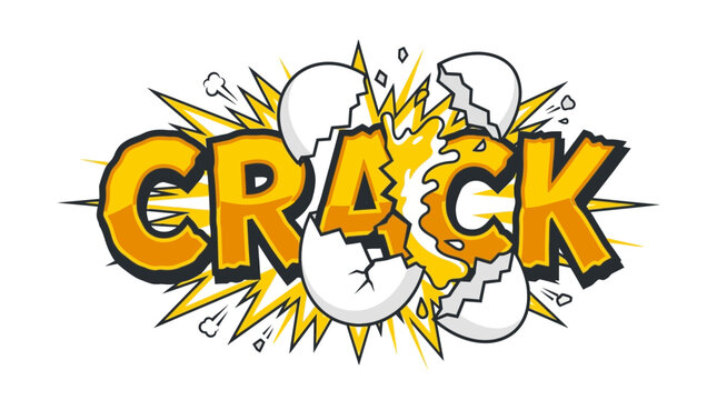 Exploding Egg Crack Comic Style Art Isolated