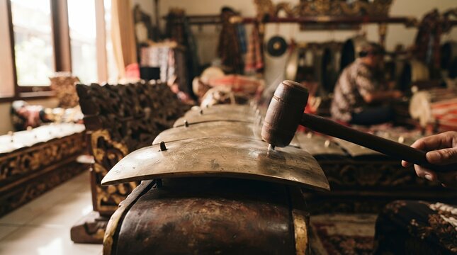 Traditional Indonesian Gamelan Instrument Close Up