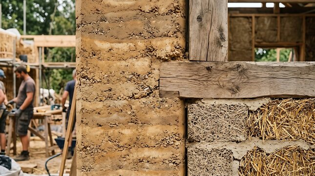 Construction of a sustainable eco house using rammed earth and straw