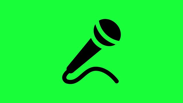 Black microphone icon isolated on a vibrant green screen background