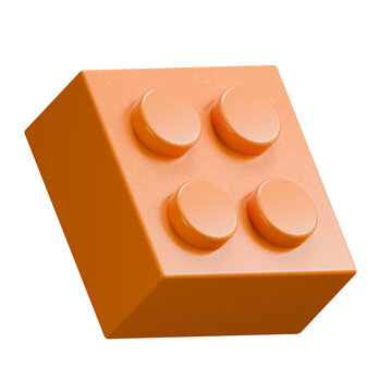 Orange 2x2 Building Block 3D Render