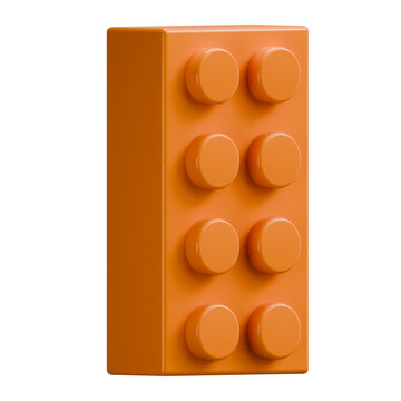 Orange 2x4 Plastic Building Block Toy Isolated on White