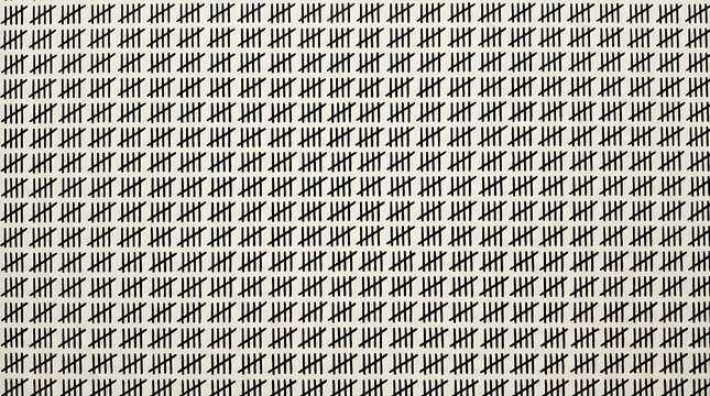 Pattern of black tally marks on an off-white background