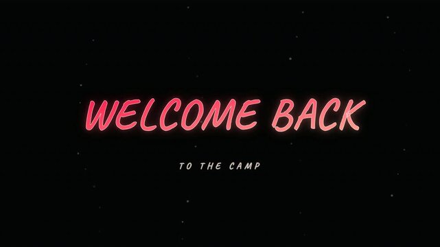 Welcome Back handwriting text with sunset zoom effect animation