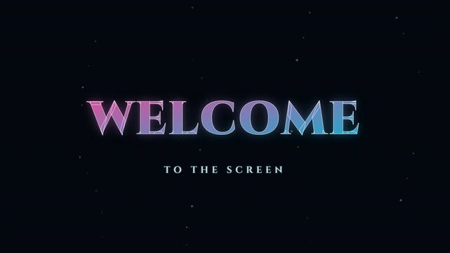 Welcome text cinematic candy glitch animation for screen intro