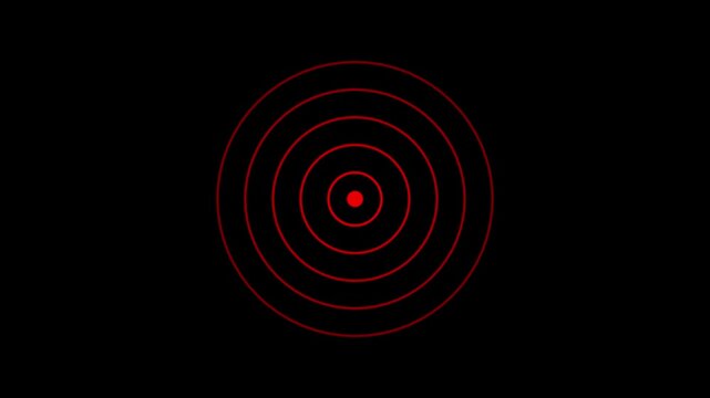 4K Radio waves animation on black background. network tower produced radio wave concept.