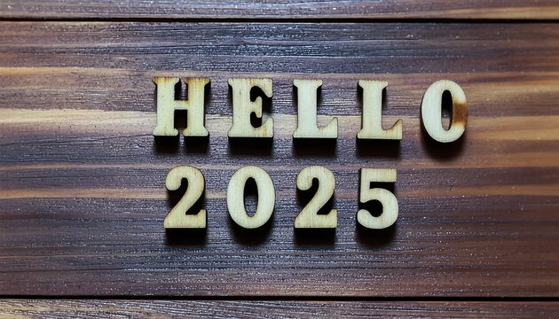 Abstract digital clock showing year 2025 in bold letters.