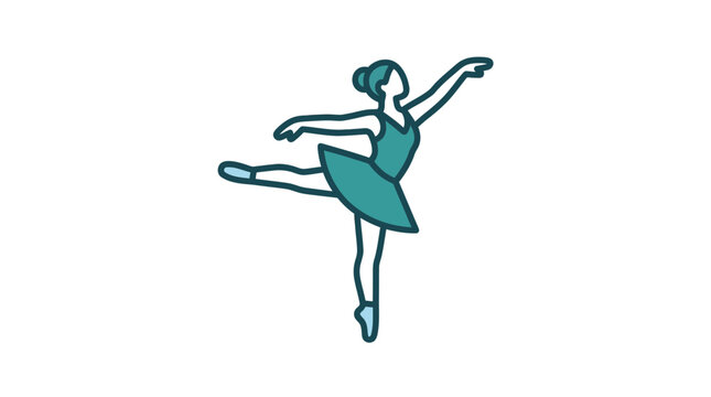 Minimalist vector illustration of a graceful ballet dancer performing an arabesque.