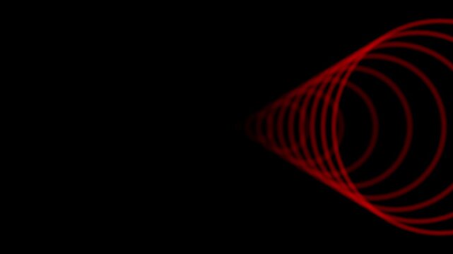 red radio waves screen animation on black background. Radial fade wave for sound, swirl, radio and sonar. Abstract concentric graphic icon