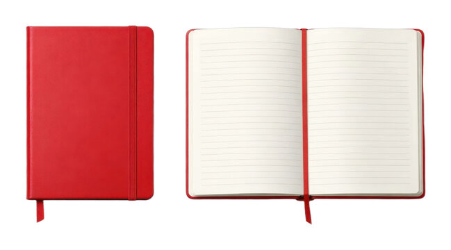 PNG Red notebook with lined pages.