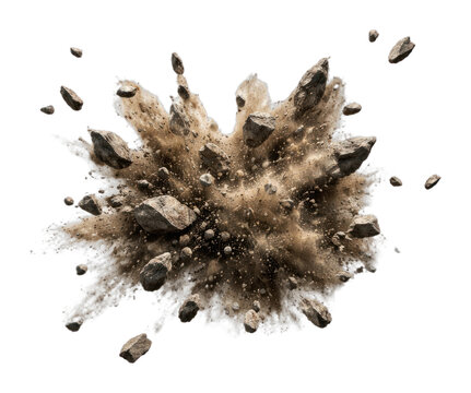 PNG Dynamic explosion of rocks captured