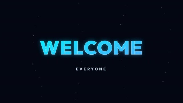 Welcome text with modern aqua swipe effect on black background
