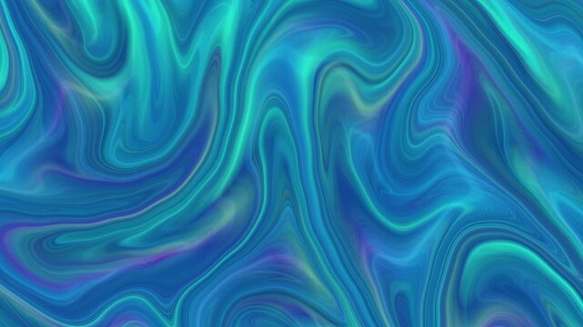 Abstract Blue and Cyan Neon Fluid in Continuous Motion 15s