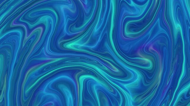 Abstract Blue and Cyan Neon Fluid in Continuous Motion 15s