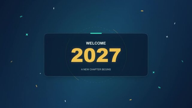 Animated Text Displaying Welcome Message and Year with Particles Moving